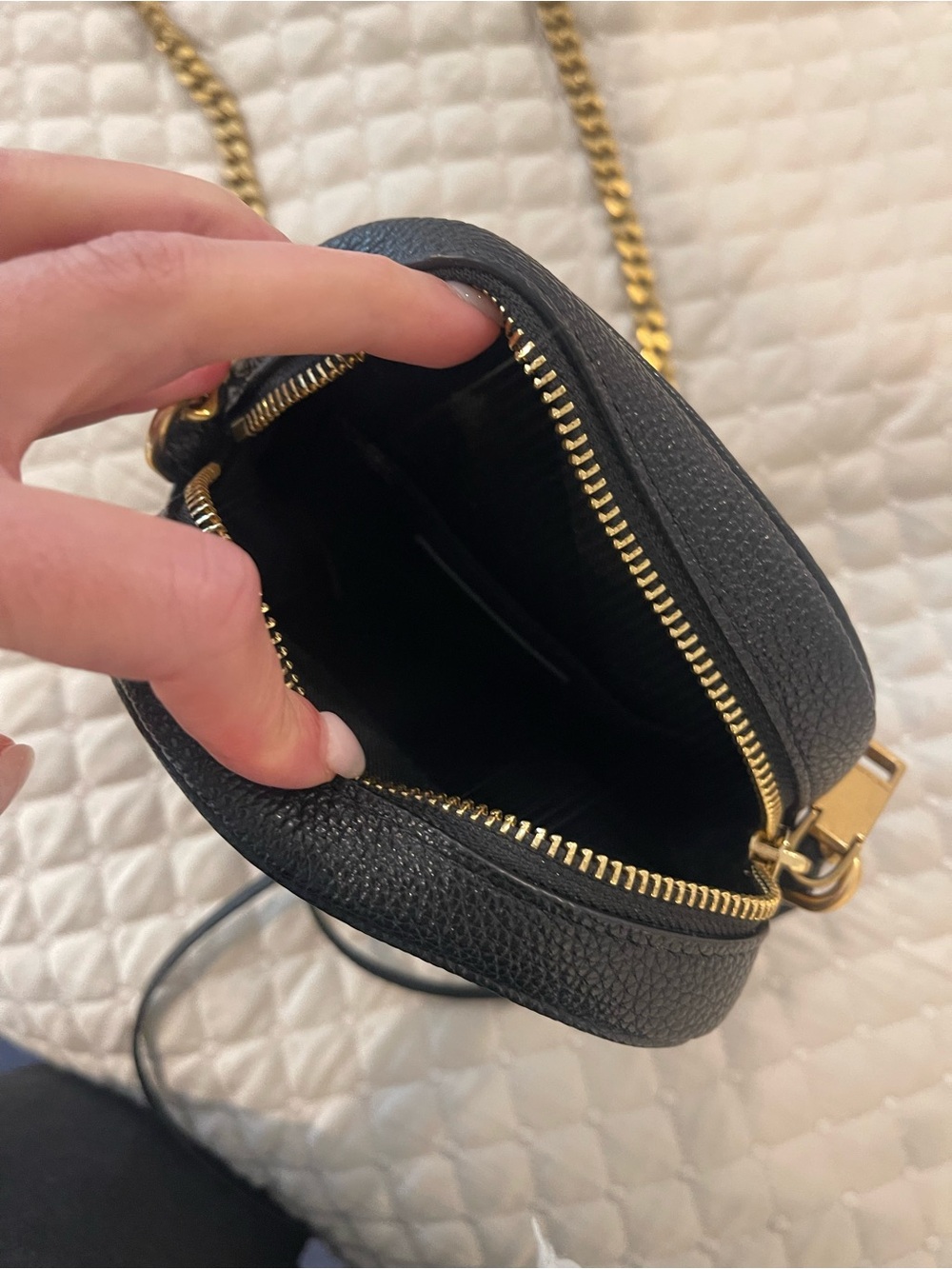Rebecca Minkoff Black Pebbled Leather Mini Crossbody with Gold Hardware - Picture 7 of 9